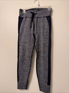 PINK Victoria's Secret Girls Gray Heather Joggers with Navy Side Panels
